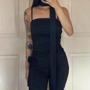 Black 2 piece set with flower embellishment